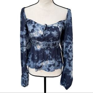 J for justify tie dye long sleeve off shoulder square neck top size S NWT